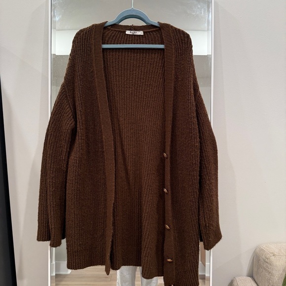 Na-Kd Sweaters - NA-KD Brown Oversized Knit Women's Cardigan